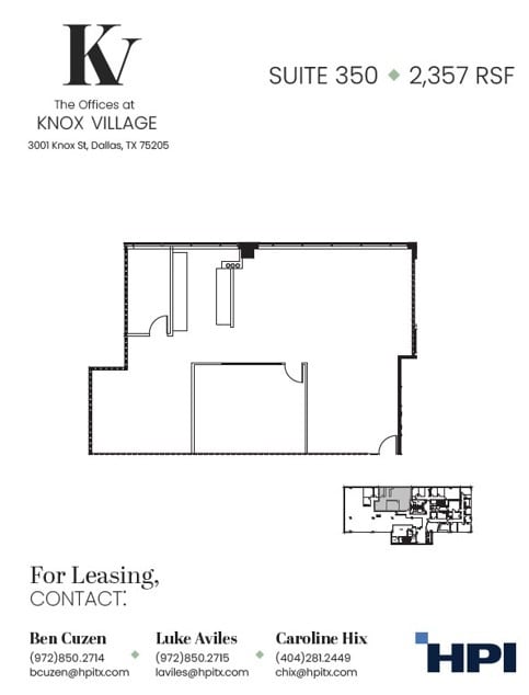 3001-3003 Knox St, Dallas, TX à louer Plan d’étage- Image 1 de 1