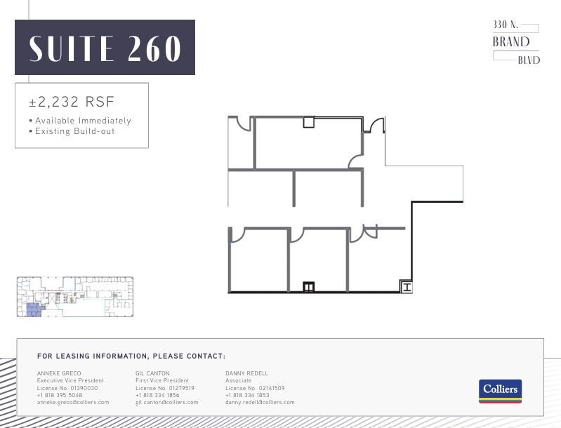 330 N Brand Blvd, Glendale, CA à louer Plan d’étage- Image 1 de 1