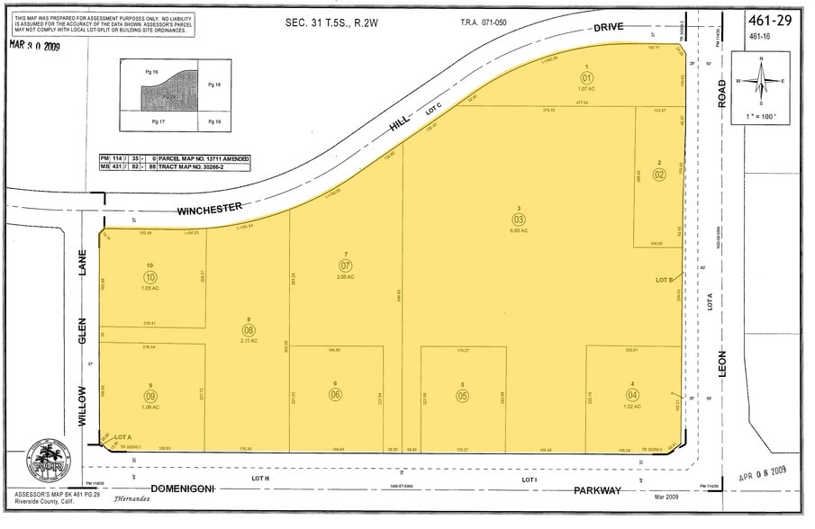 Leon Rd & Domenigoni Pky, Winchester, CA for sale - Plat Map - Image 2 of 4