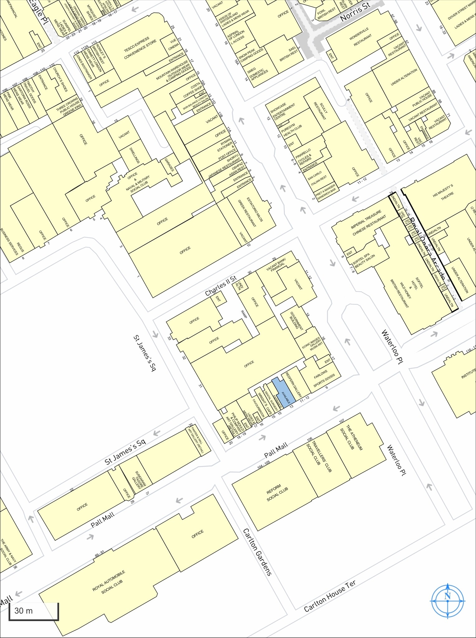 13 Pall Mall, Londres à louer Carte- Image 1 de 2