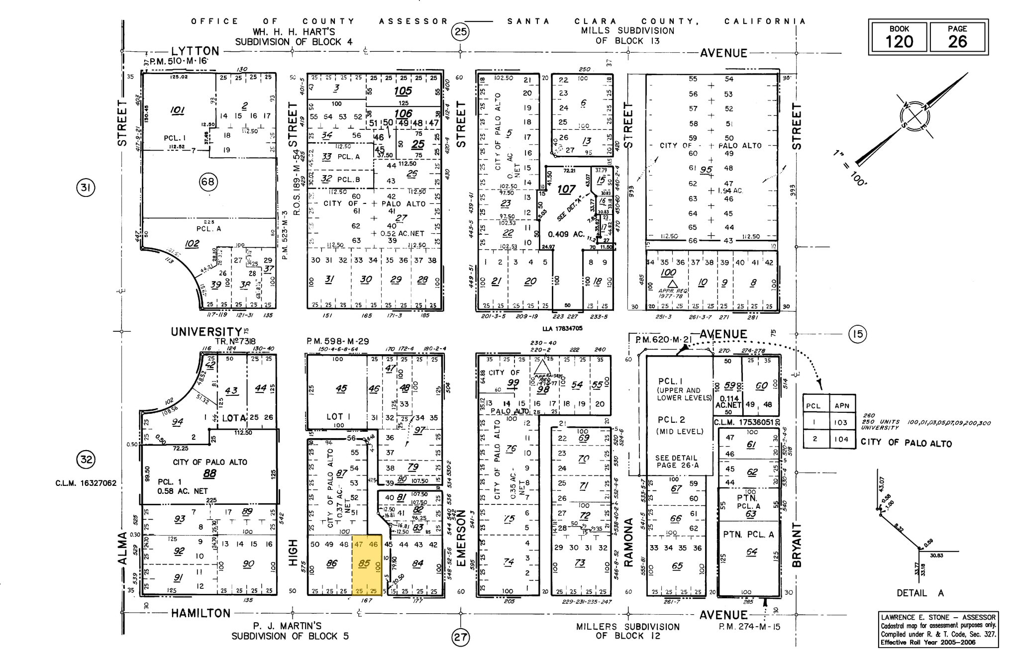 167 Hamilton Ave, Palo Alto, CA for lease Plat Map- Image 1 of 2