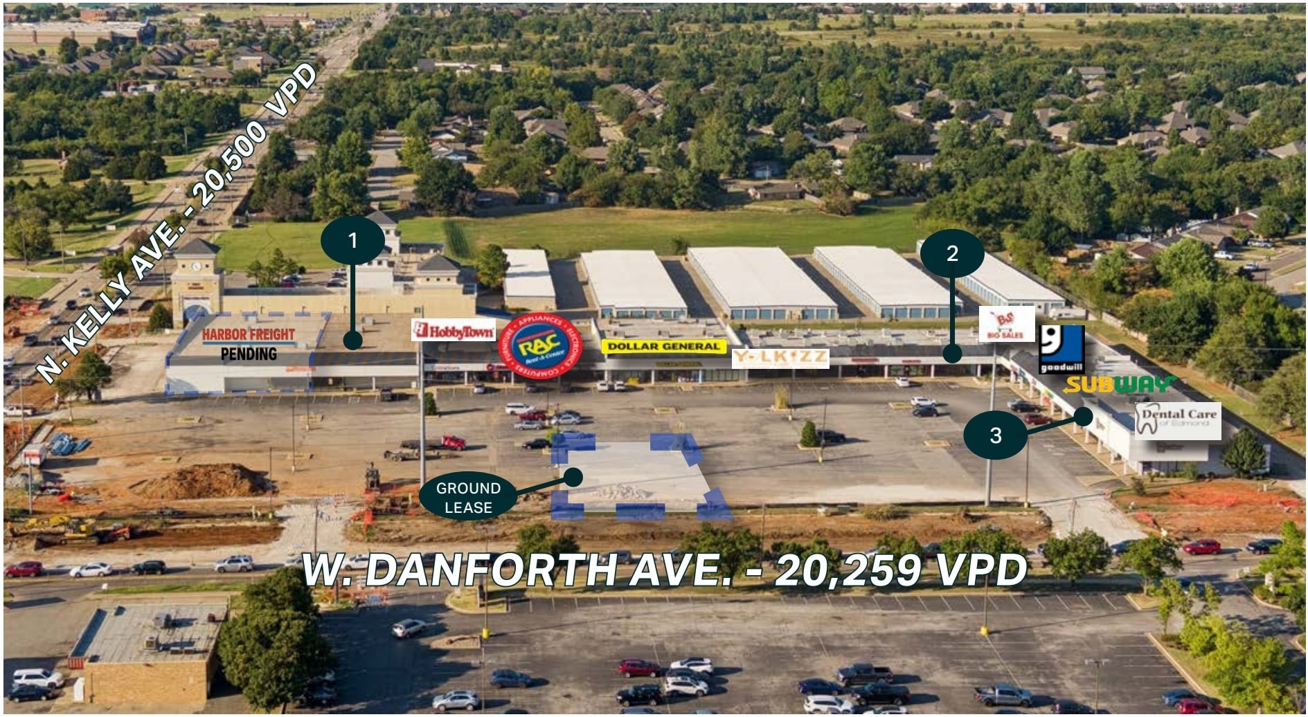 723-821 W Danforth Rd, Edmond, OK for lease Aerial- Image 1 of 6