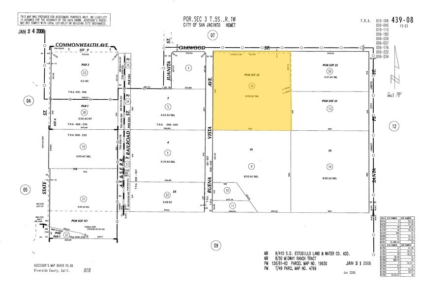Oakwood St, Hemet, CA à vendre - Plan cadastral - Image 2 de 7