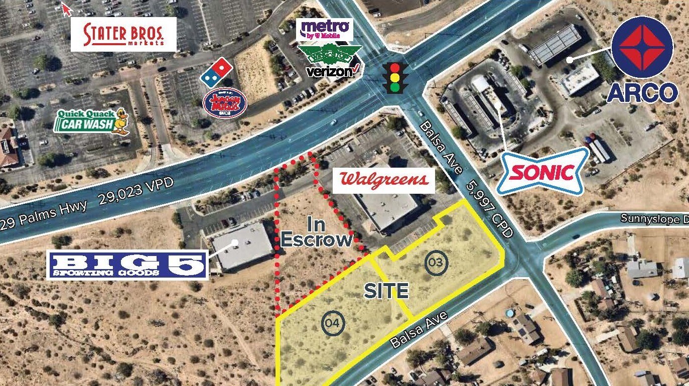 29 Palms Hwy (Hwy 62) hwy, Yucca Valley, CA for sale Aerial- Image 1 of 7