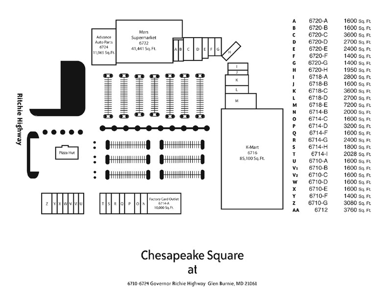 6710-6724 Ritchie Hwy, Glen Burnie, MD à louer - Plan de site - Image 3 de 9