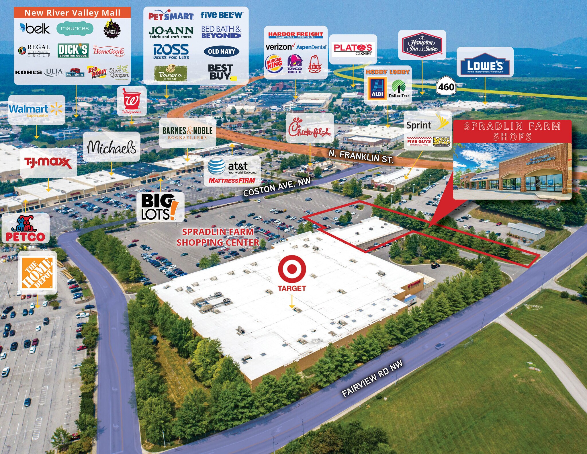 Shops to Spradlin Farms, Christiansburg, VA à vendre Photo du bâtiment- Image 1 de 8