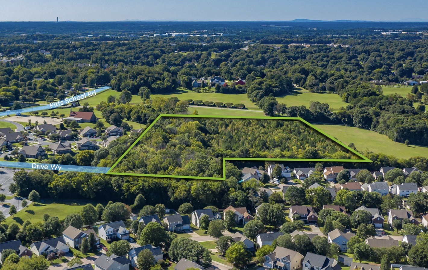 8 Acres Pitts School Rd, Concord, NC for sale Aerial- Image 1 of 4