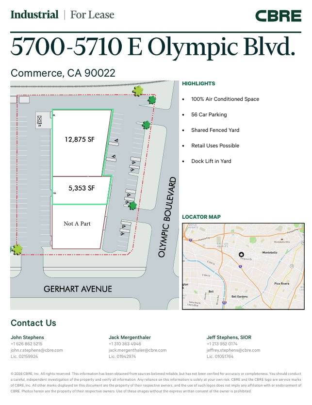 5700-5714 E Olympic Blvd, Commerce, CA à louer Plan d’étage- Image 1 de 1