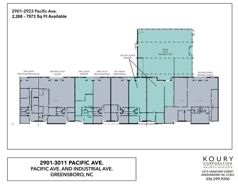 2901-3011 Pacific Ave, Greensboro, NC à louer - Photo du bâtiment - Image 2 de 10