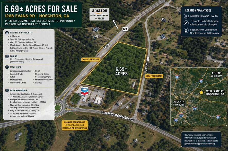 GA Hwy 124 & 1268 Evans Rd, Hoschton, GA à vendre - Aérien - Image 1 de 3