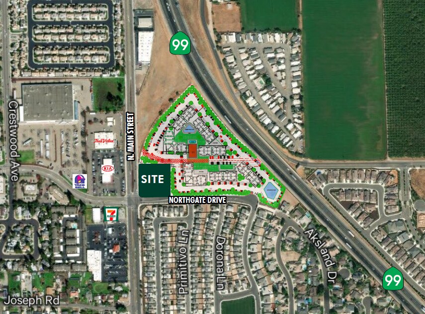 1558 Main st, Manteca, CA for lease Aerial- Image 1 of 2