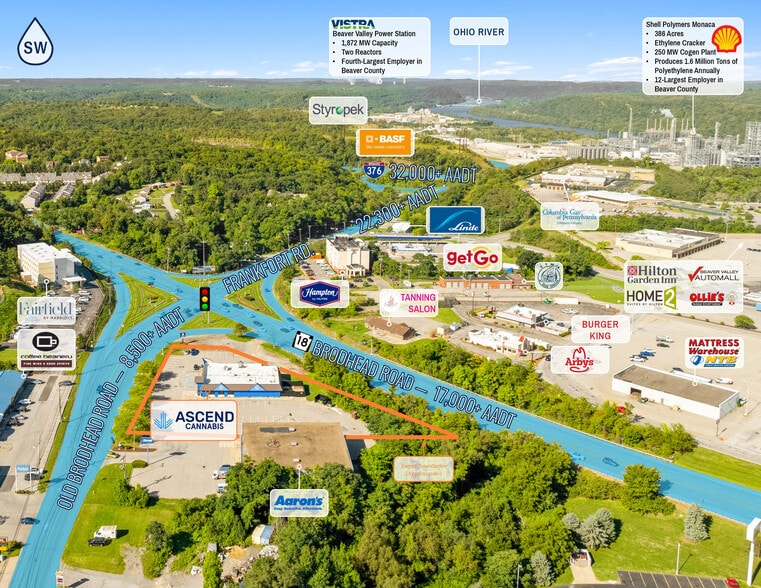 1451 Old Broadhead Rd, Monaca, PA à vendre - Aérien - Image 3 de 4