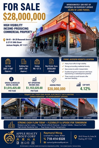 More details for 8401-8429 Roosevelt Ave, Jackson Heights, NY - Retail for Sale