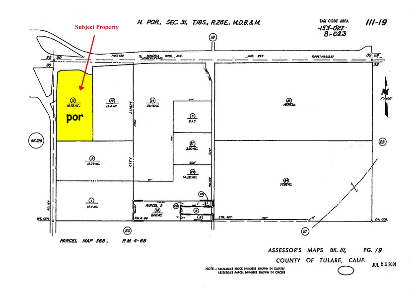 Hwy 198 @ Farmersville Blvd, Visalia, CA à vendre - Plan cadastral - Image 3 de 6