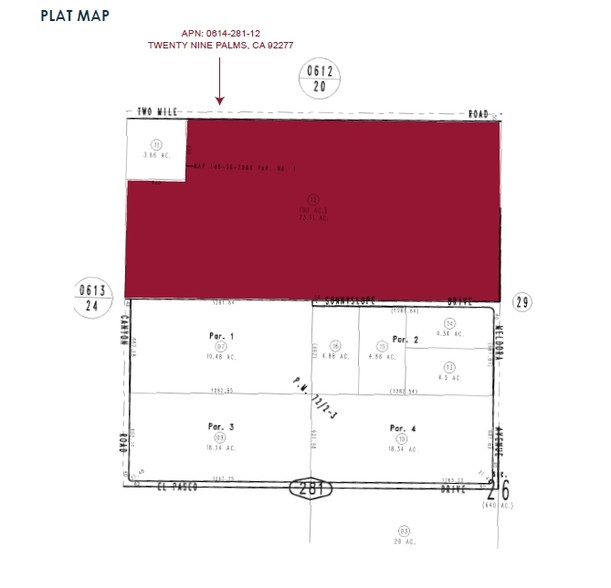 Two Mile Rd, Twentynine Palms, CA à vendre - Plan cadastral - Image 2 de 2