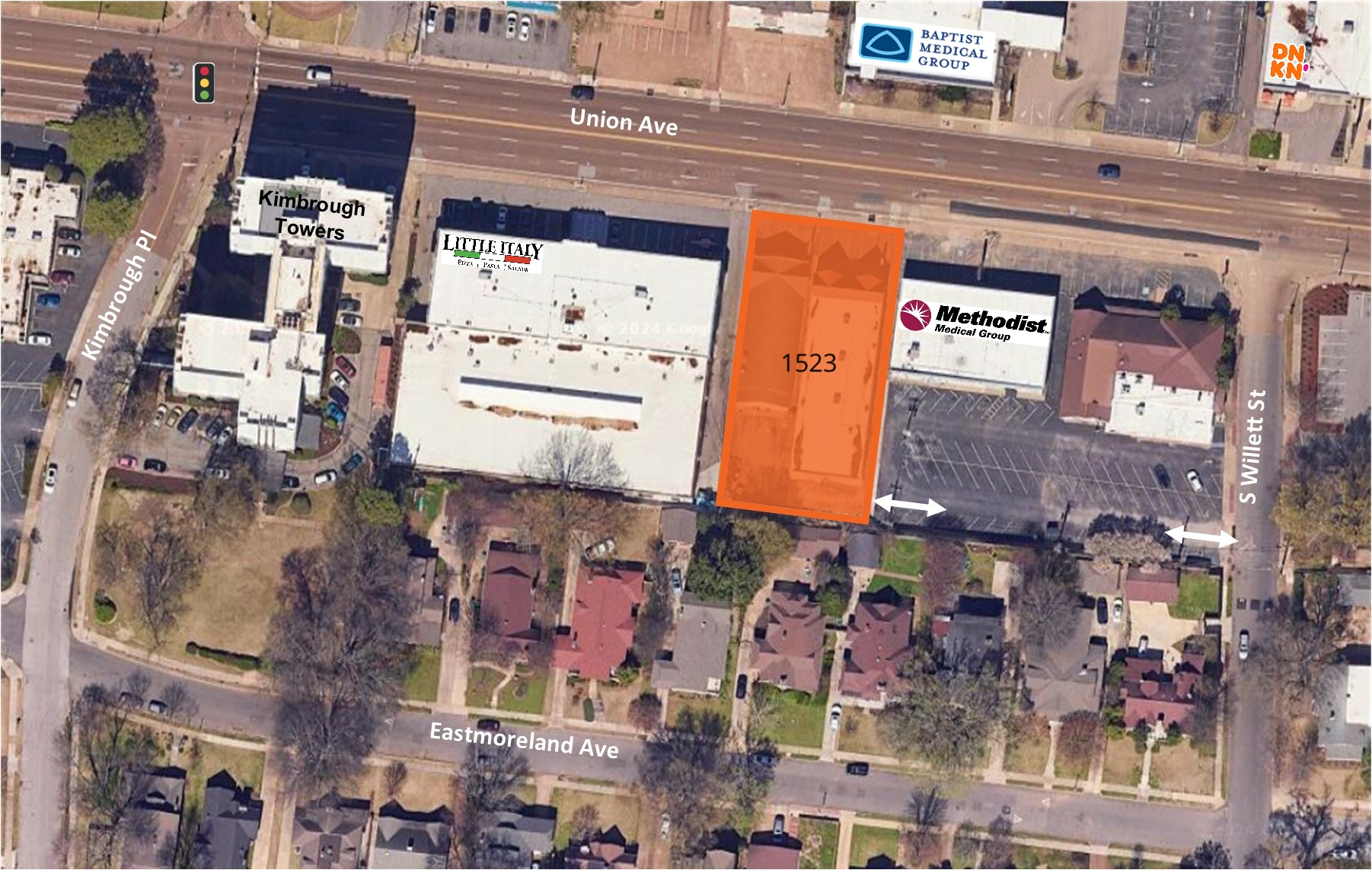1517-1523 Union Ave, Memphis, TN for lease Aerial- Image 1 of 2