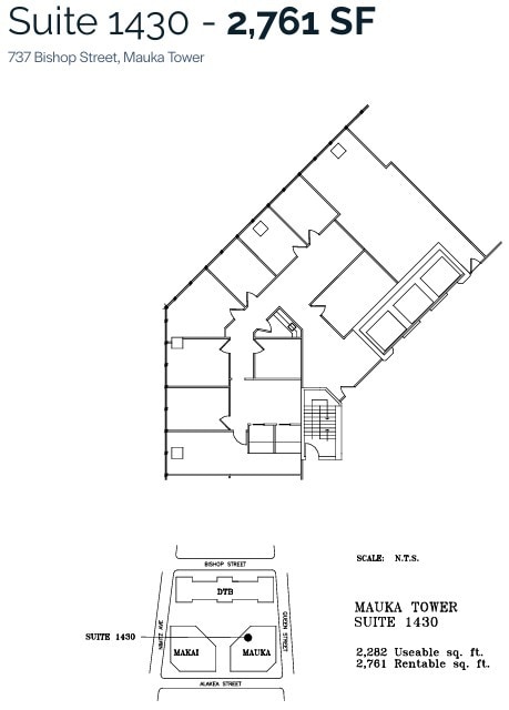 733 Bishop St, Honolulu, HI à louer Plan d’étage- Image 1 de 1