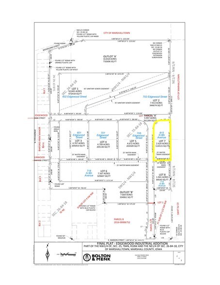 815 N. 8th Avenue, Marshalltown, IA for sale - Plat Map - Image 1 of 1