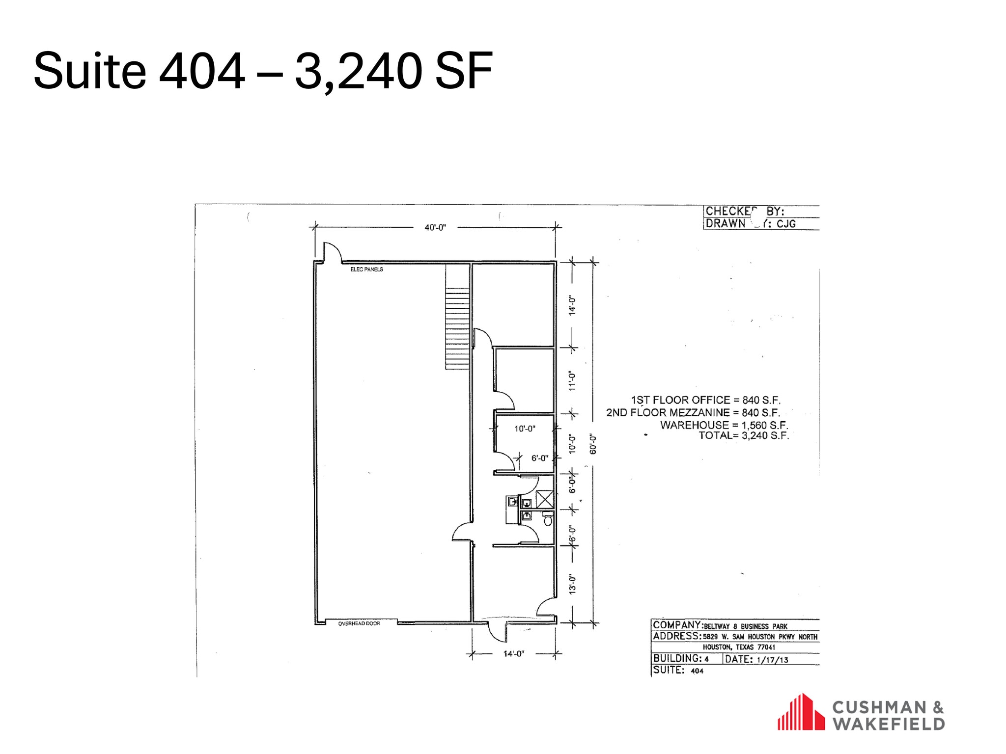 5829 W Sam Houston Pky N, Houston, TX à louer Plan d’étage- Image 1 de 1