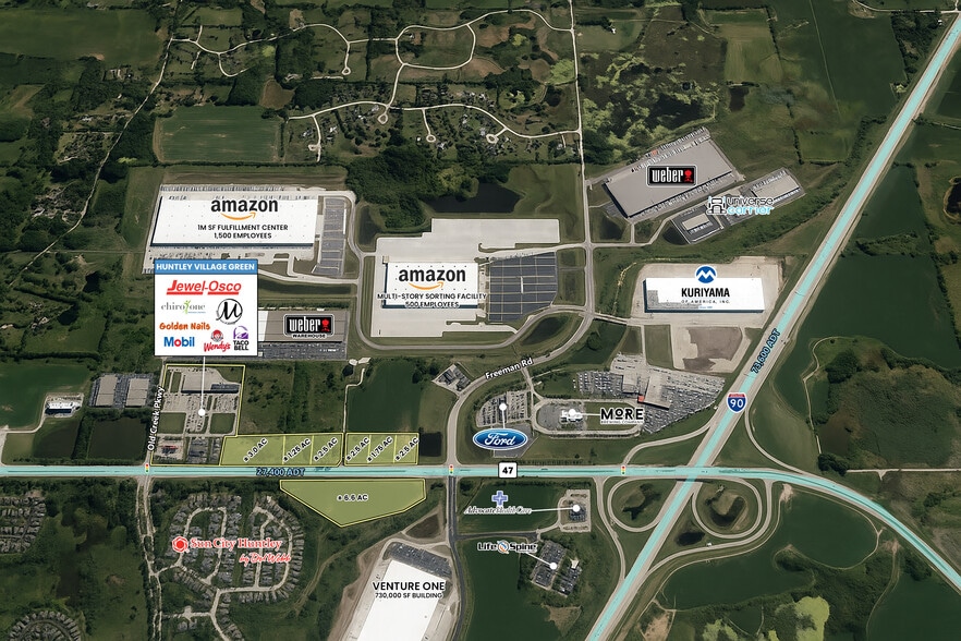 13200-13340 Village Green Dr, Huntley, IL for lease - Aerial - Image 3 of 4