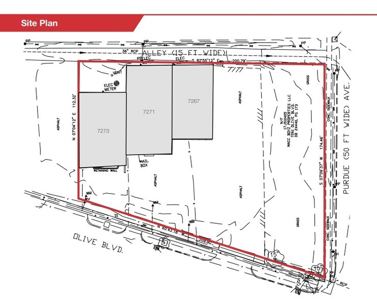 7261-7273 Olive Blvd portefeuille de 3 propriétés à vendre sur LoopNet.ca - Plan de site - Image 3 de 3