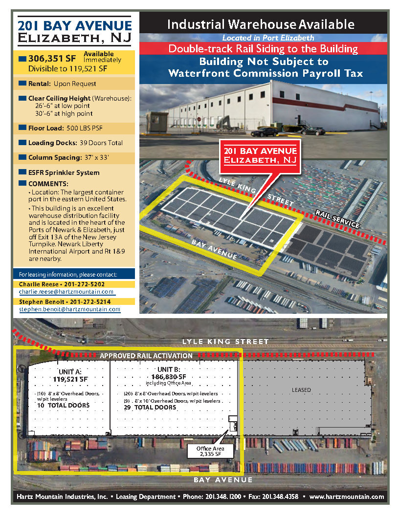 201 Bay Ave, Elizabeth, NJ for lease Floor Plan- Image 1 of 1