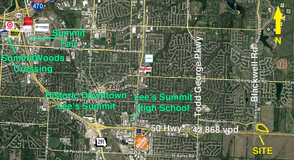 NEC of 50 Hwy & Blackwell Rd, Lee's Summit, MO for sale - Aerial - Image 2 of 2