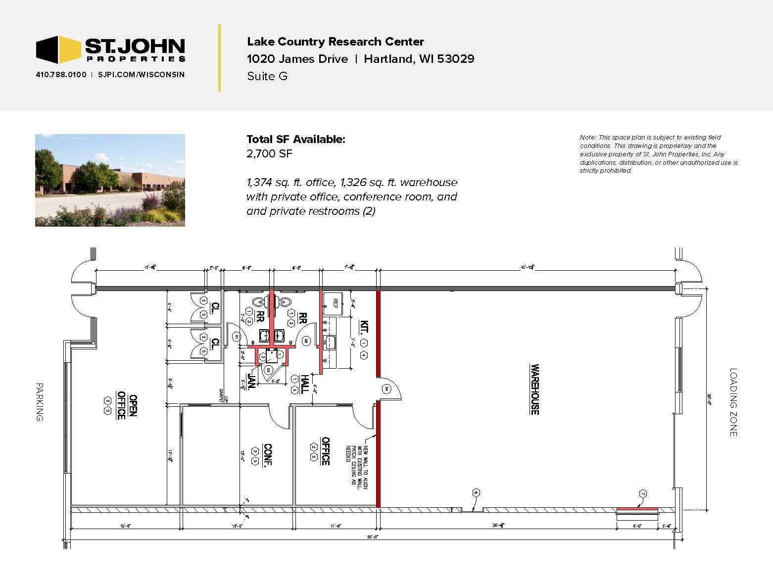 1020 James Dr, Hartland, WI for lease Floor Plan- Image 1 of 6
