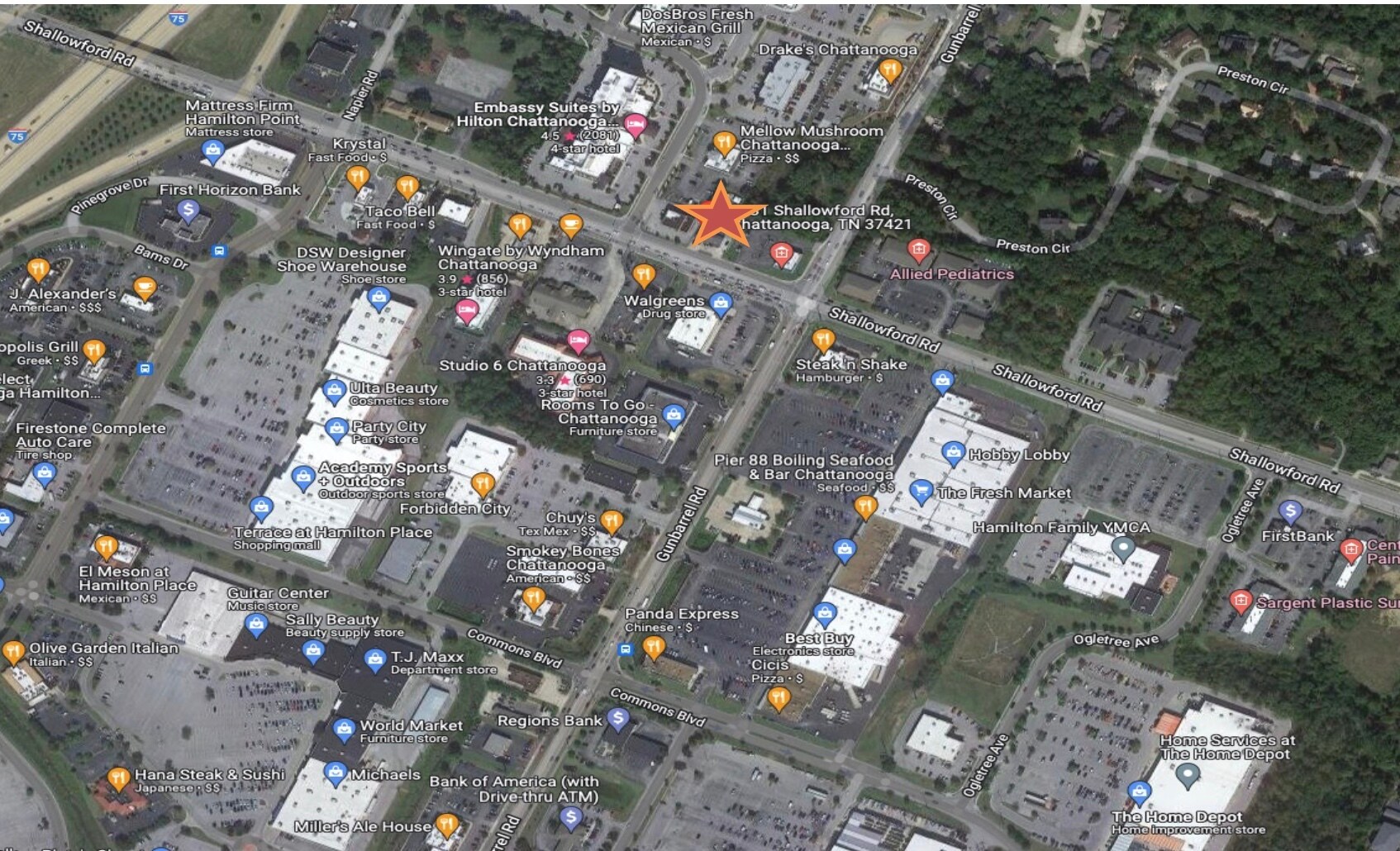 7331 Shallowford Rd, Chattanooga, TN à louer Aérien- Image 1 de 2
