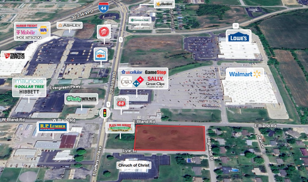 SEC Bland Rd & Jefferson Ave, Lebanon, MO for sale - Aerial - Image 2 of 4