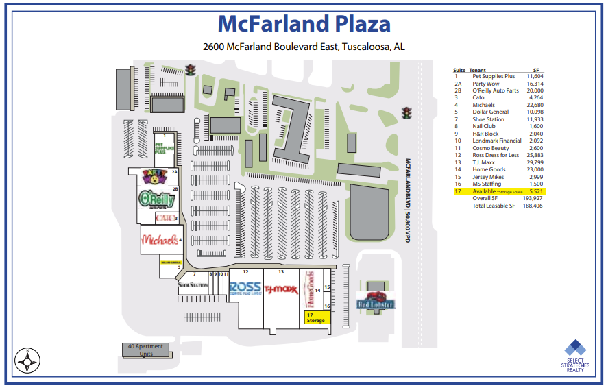 2600 McFarland Blvd E, Tuscaloosa, AL à louer Plan de site- Image 1 de 1