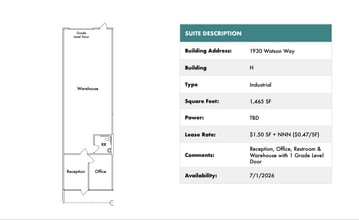 1930 Watson Way, Vista, CA à louer Plan d’étage- Image 1 de 1