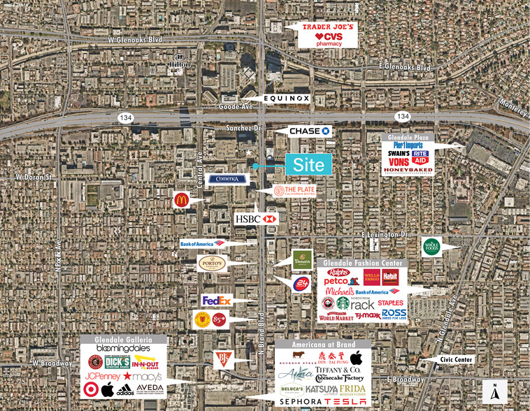 535 N Brand Blvd, Glendale, CA for lease - Aerial - Image 3 of 4