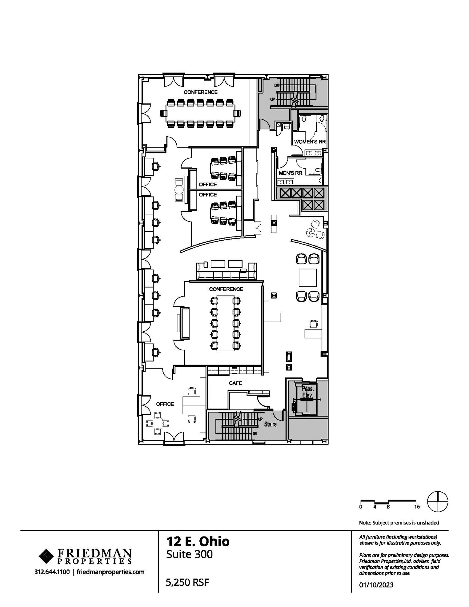 12 E Ohio St, Chicago, IL à louer Plan d’étage- Image 1 de 2