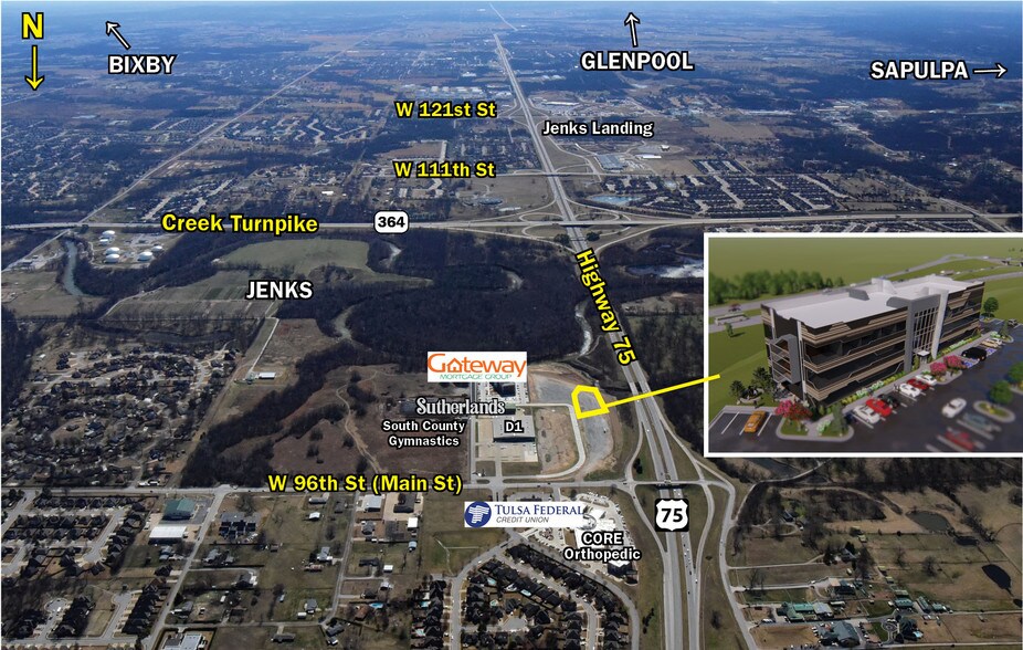 204 S Gateway Pl, Jenks, OK à louer - Aérien - Image 3 de 4