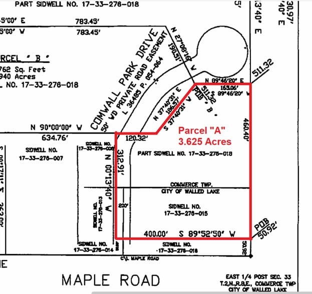 1400 W Maple Rd, Walled Lake, MI for sale - Plat Map - Image 2 of 3