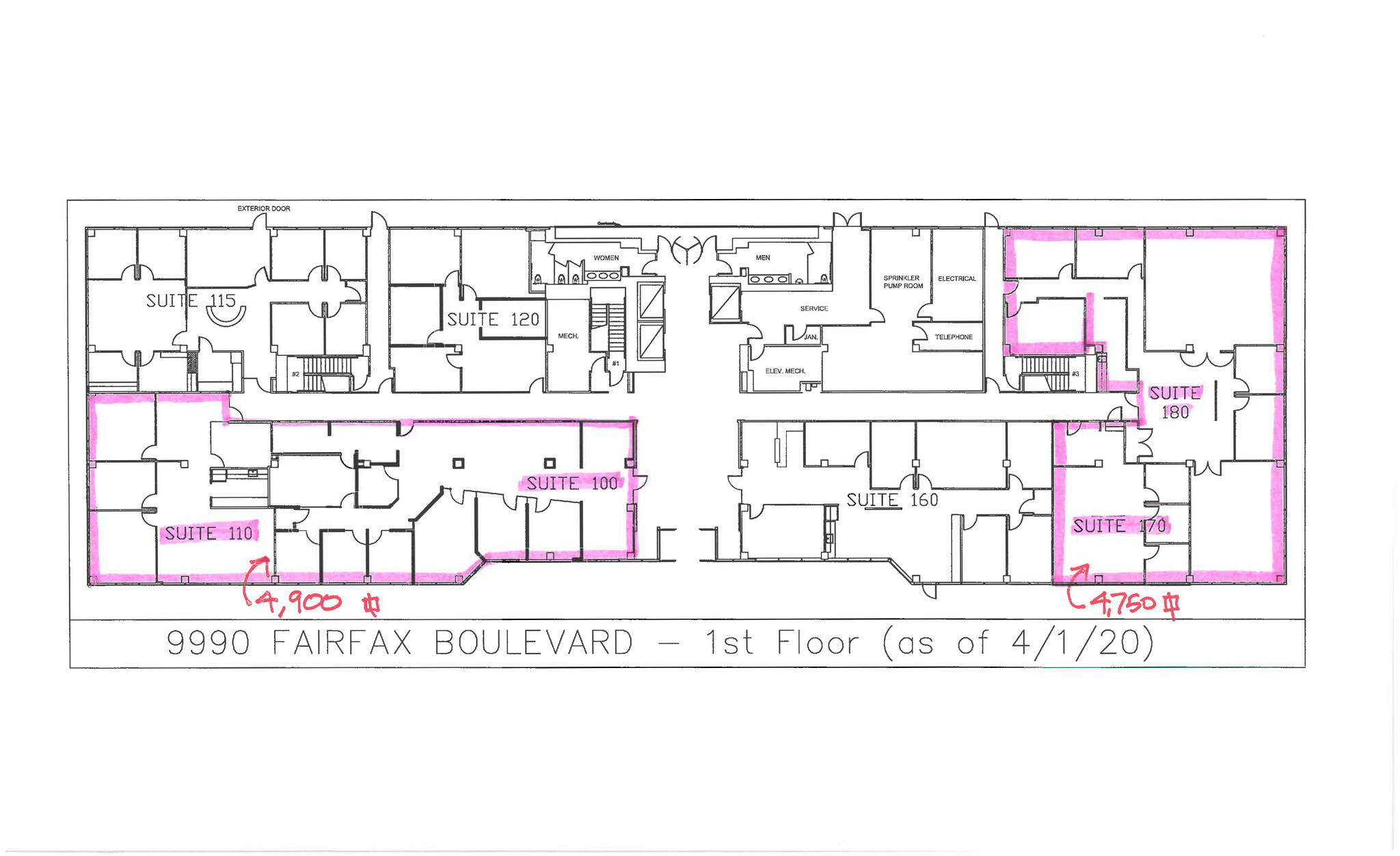 9990 Fairfax Blvd, Fairfax, VA à louer Plan d  tage- Image 1 de 1