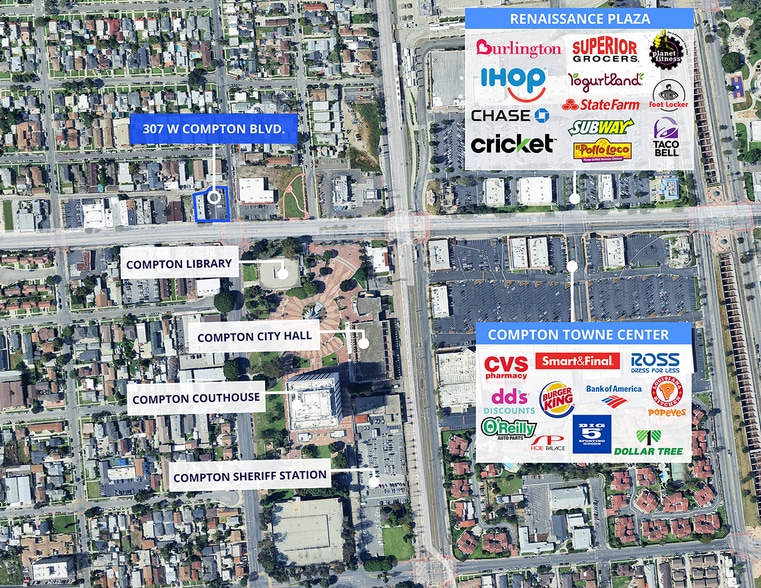 307 W Compton Blvd, Compton, CA for lease - Aerial - Image 3 of 8