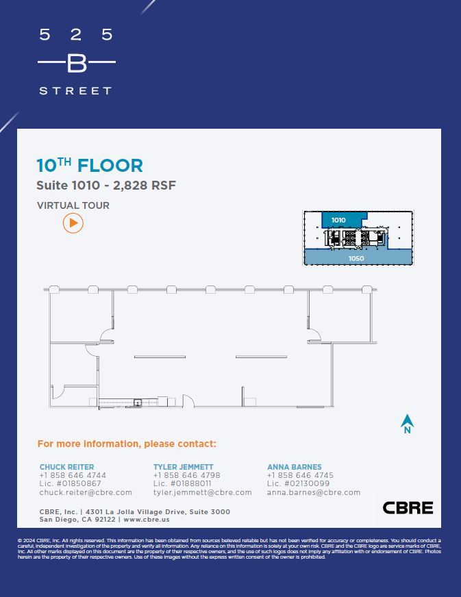 525 B St, San Diego, CA à louer Plan d  tage- Image 1 de 10