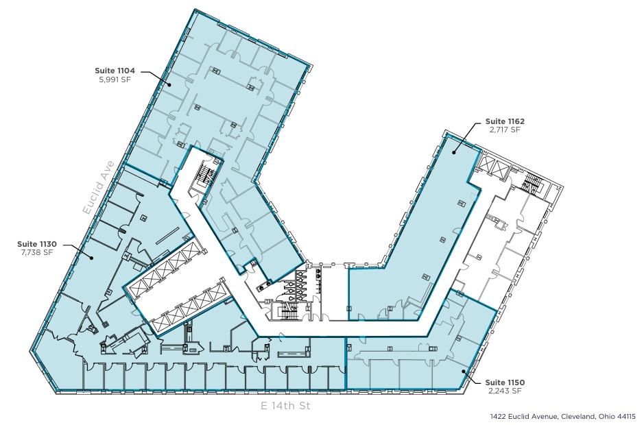 1400-1422 Euclid Ave, Cleveland, OH à louer Plan d’étage- Image 1 de 1