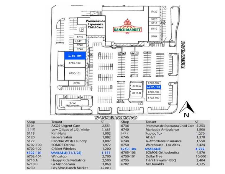 6730 W Camelback Rd, Glendale, AZ à louer - Plan de site - Image 2 de 4
