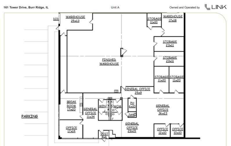 161 Tower Dr, Burr Ridge, IL à louer Plan d’étage- Image 1 de 1