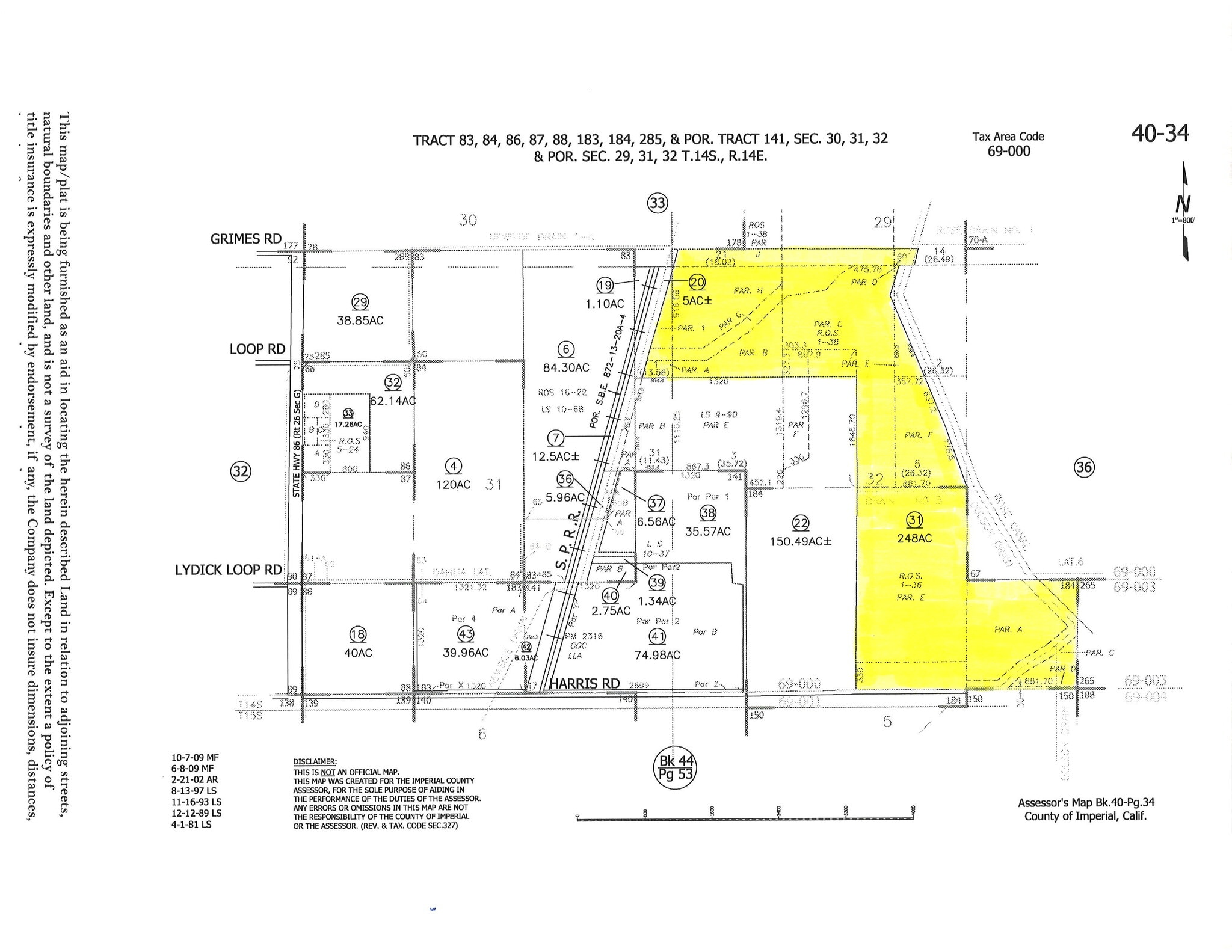 Harris Rd., Imperial, CA for sale Plat Map- Image 1 of 2