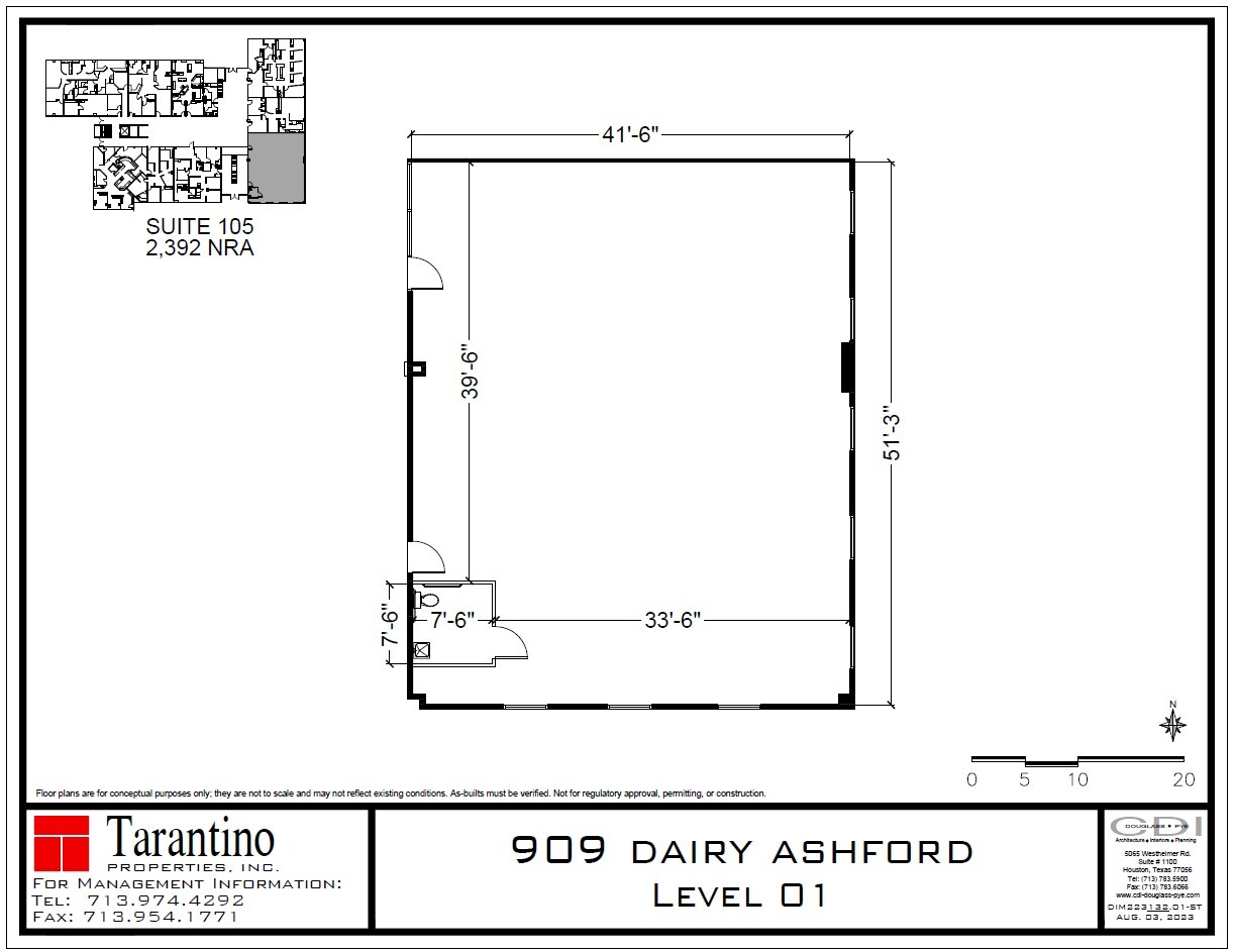 909 Dairy Ashford Rd, Houston, TX à louer Plan d  tage- Image 1 de 1