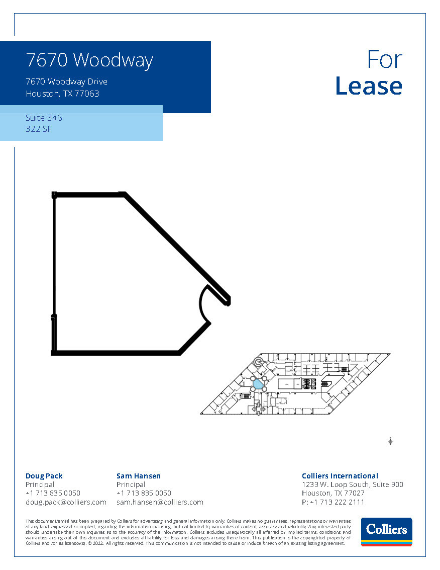 7670 Woodway Dr, Houston, TX à louer Plan d  tage- Image 1 de 1