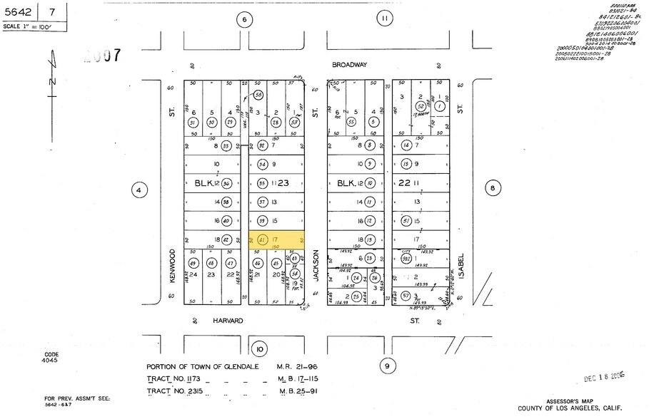 135 S Jackson St, Glendale, CA à louer - Plan cadastral - Image 1 de 2