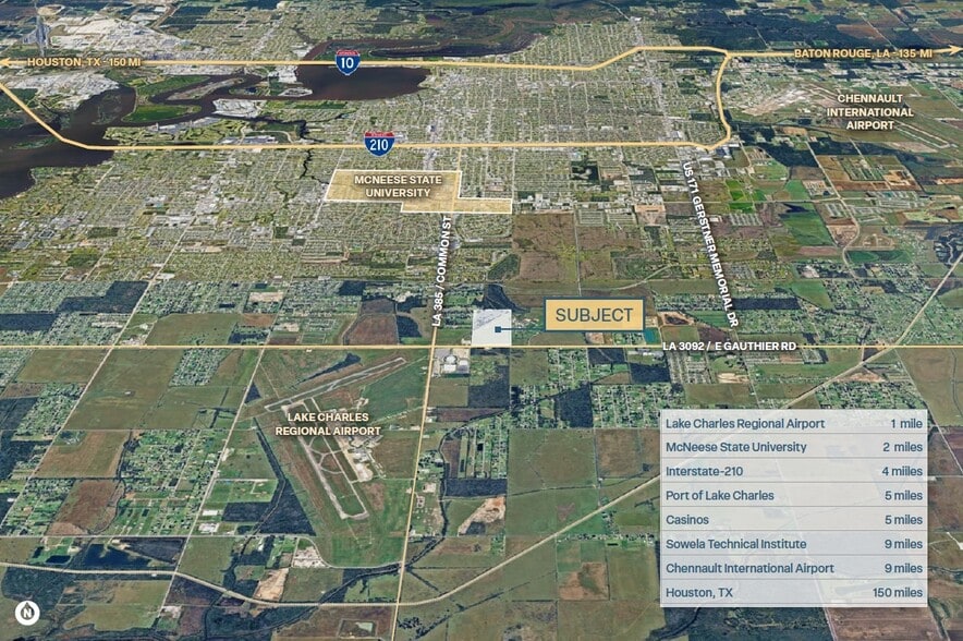 1000 E Gauthier Rd, Lake Charles, LA for lease - Aerial - Image 3 of 4