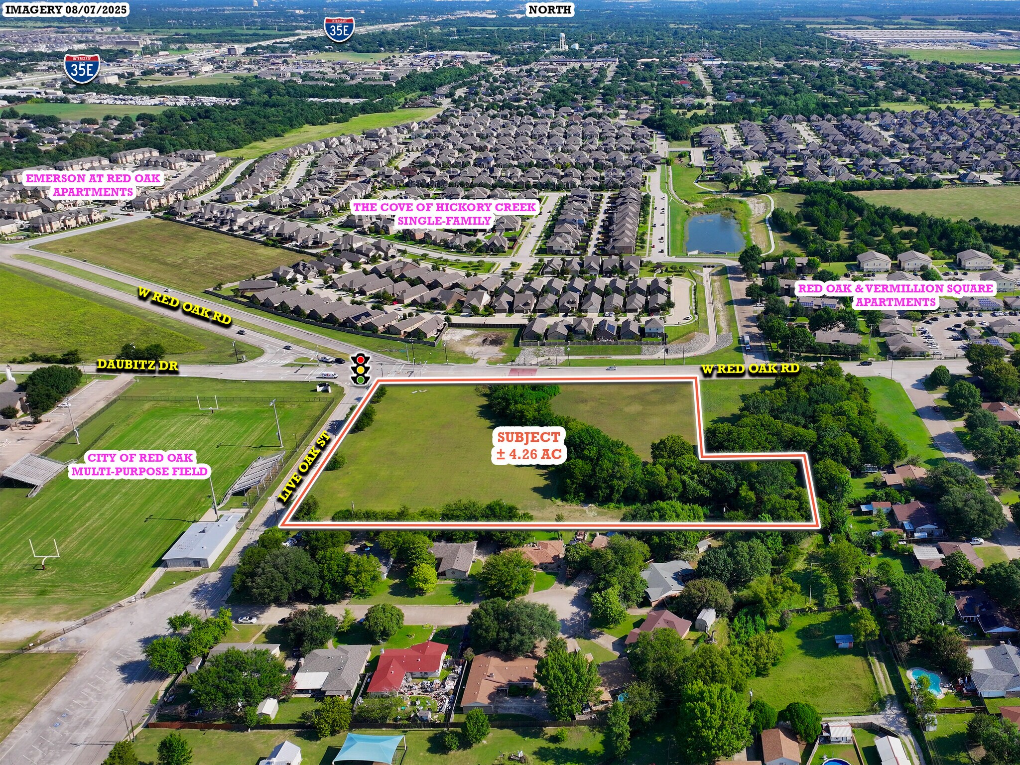 SEC of W Red Oak Rd & Live Oak St, Red Oak, TX à vendre Aérien- Image 1 de 5