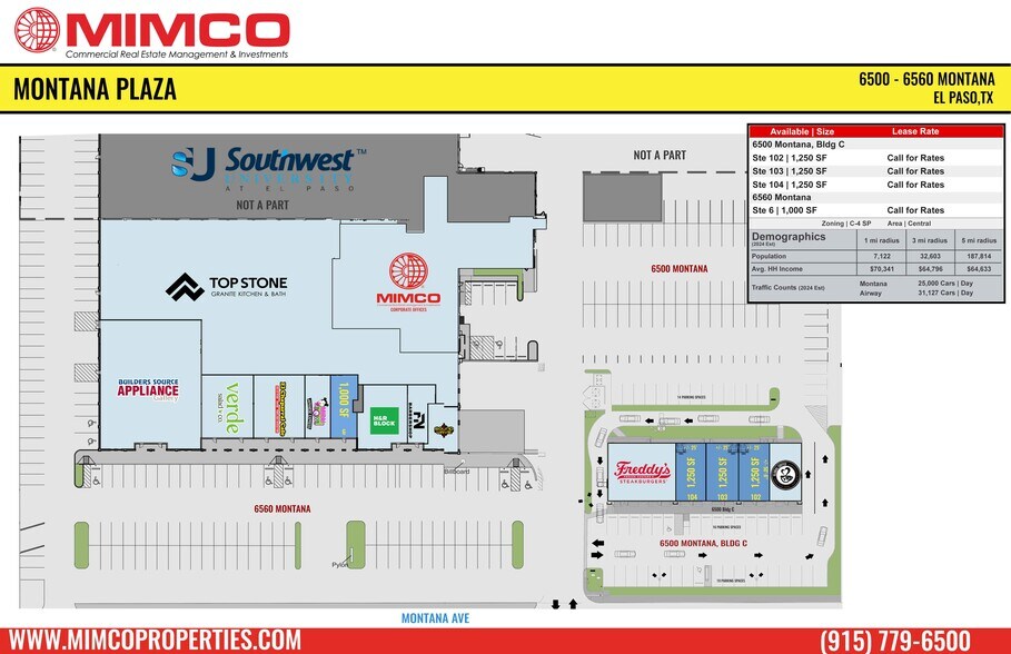 6500-6560 Montana Ave, El Paso, TX à louer - Plan d’étage - Image 2 de 2