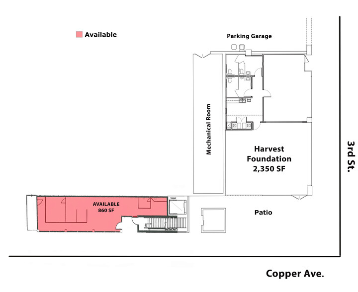 220 Copper Ave NW, Albuquerque, NM à louer - Plan d’étage - Image 2 de 13